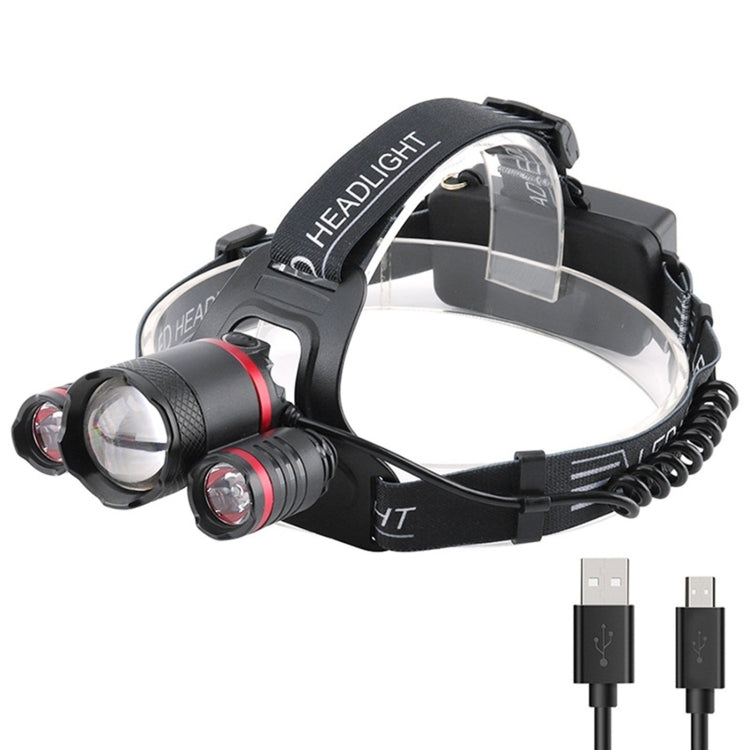 YWXLight 3LEDs 5000LM Light Sensor Headlight LED High Power Strong Light Zoom USB Rechargeable Fishing Headlight