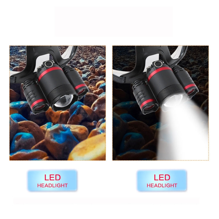 YWXLight 3LEDs 5000LM Light Sensor Headlight LED High Power Strong Light Zoom USB Rechargeable Fishing Headlight