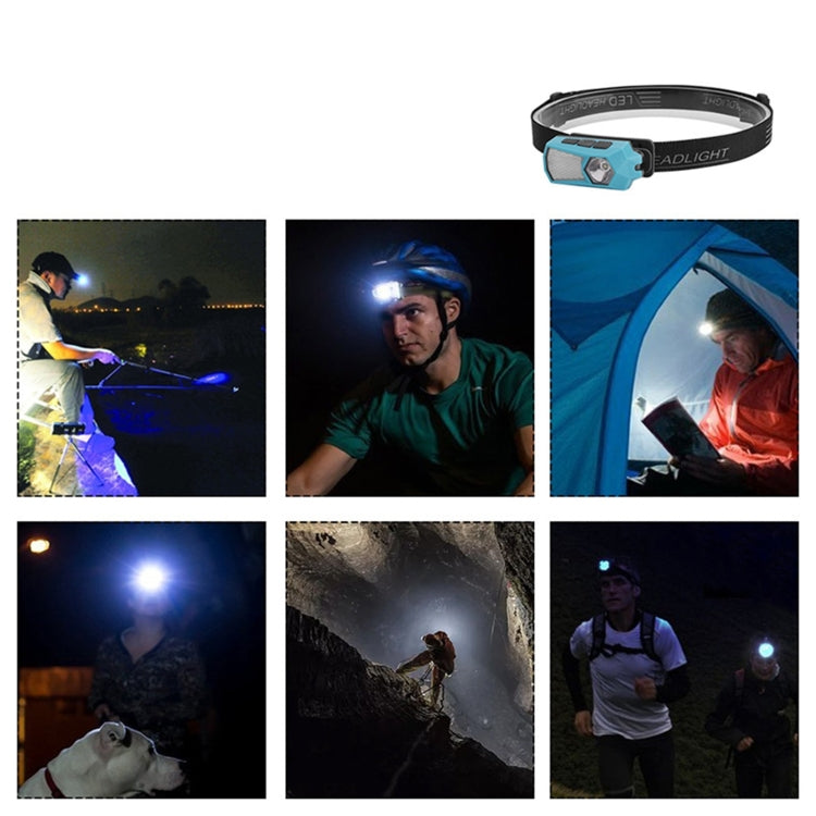 YWXLight 10 LEDs 360 Degrees Rotating USB Charging Running Headlight Outdoor Camping Camping Light with Red Light Warning