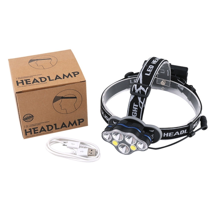 YWXLight 7 LEDs 7000K High-power Strong Light USB Rechargeable Outdoor Fishing Waterproof Headlight