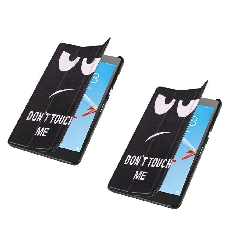 Horizontal Flip Big Eyes Pattern Colored Painted PU Leather Case For Lenovo E7 / TB-7104F, With Three-folding Holder