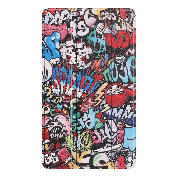 Horizontal Flip Graffiti Pattern Colored Painted PU Leather Case For Lenovo E7 / TB-7104F, With Three-folding Holder