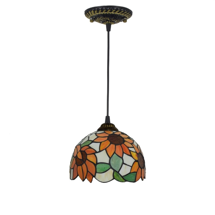 YWXLight 8 inch Sunflower Stained Glass Pendant Light