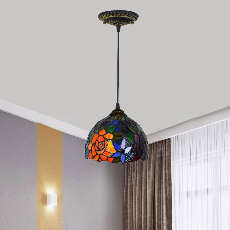 YWXLight 8 inch Colored Glass Rose Pendant Light