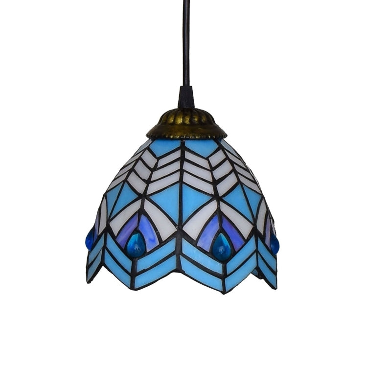 YWXLight 6 inch Blue Phoenix Beads Glass Pendant Light Ceiling Hanging Lamp