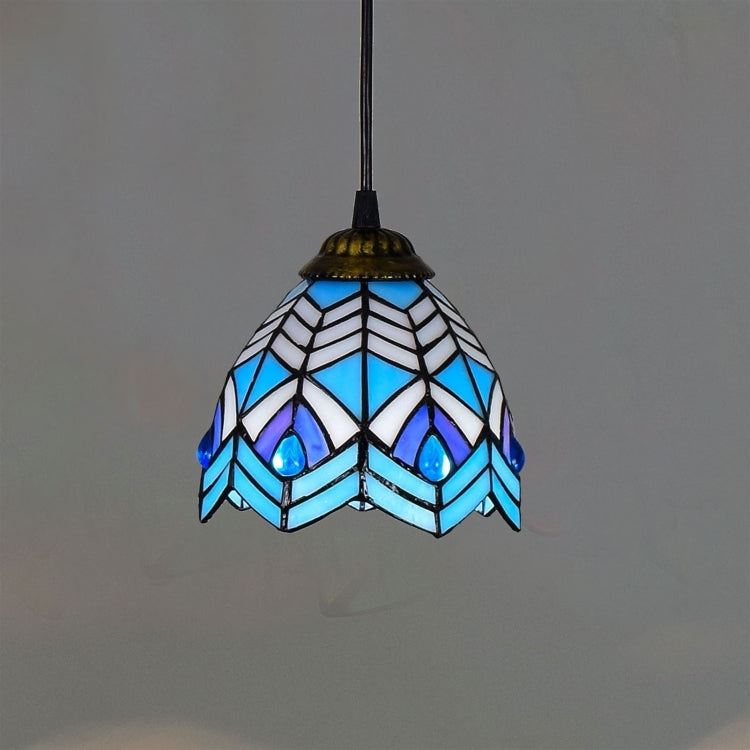 YWXLight 6 inch Blue Phoenix Beads Glass Pendant Light Ceiling Hanging Lamp
