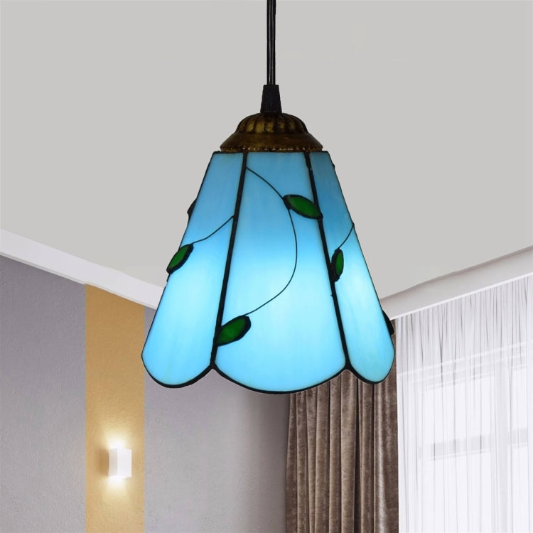 YWXLight 6 inch Blue Leaves Glass Pendant Light Ceiling Hanging Lamp