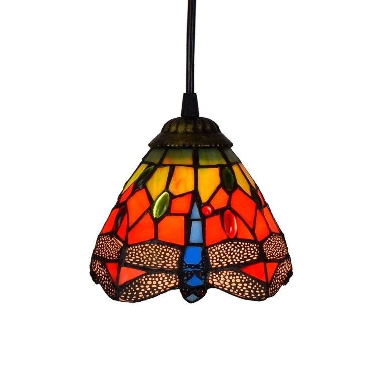 YWXLight 6 inch Dining Room Kitchen Bedroom Dragonfly Stained Glass Chandelier Lamps