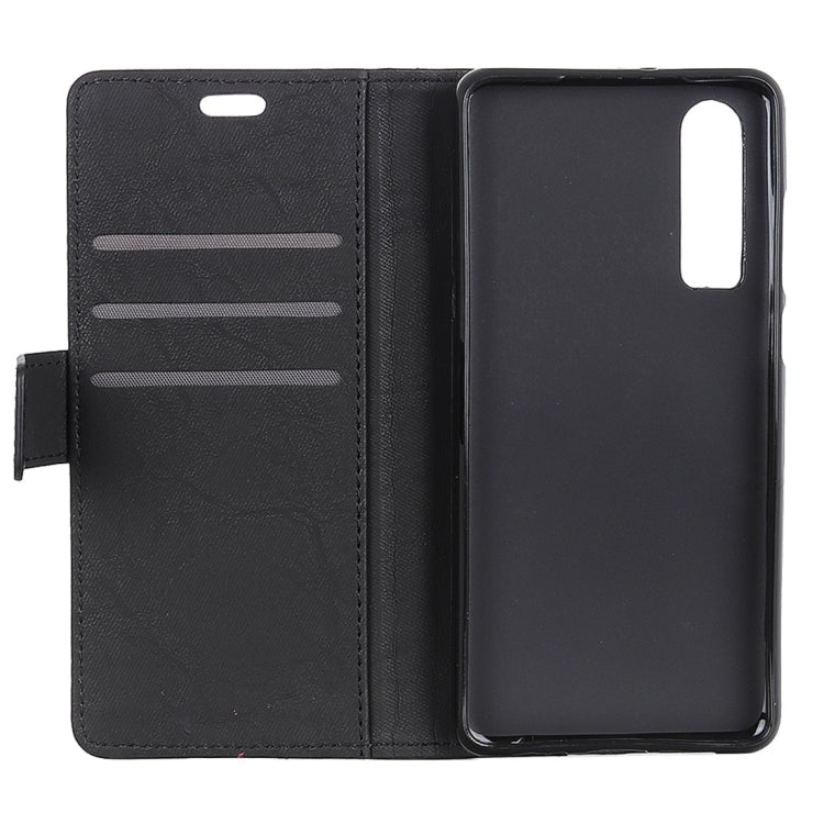 Copper Buckle Side-corner Fixed Retro Texture Horizontal Flip Leather Case For Huawei P30, With Holder & Three Cards