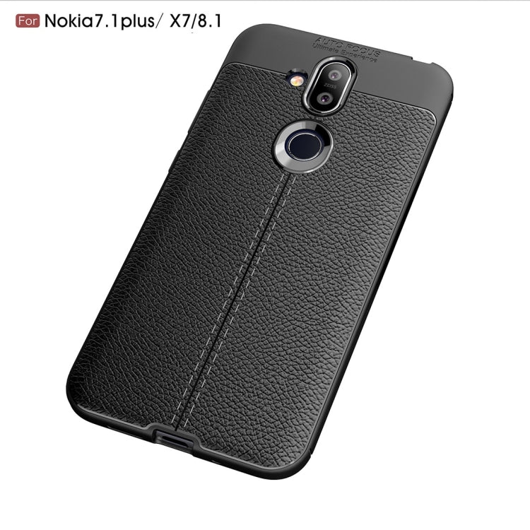 Litchi Texture TPU Shockproof Case for Nokia 7.1Plus / X7 / 8.1