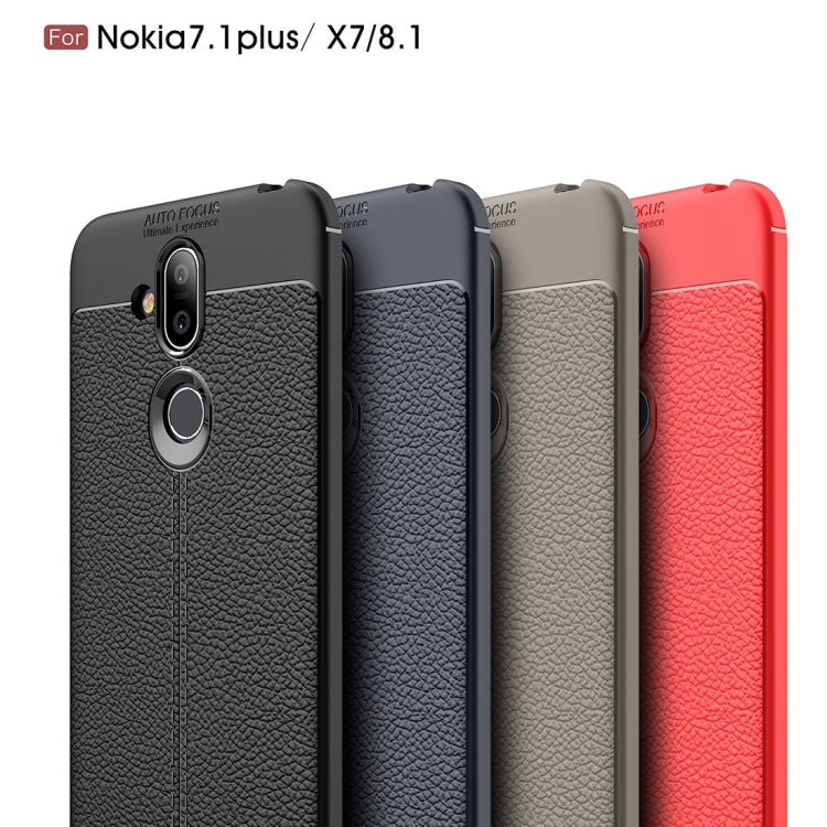 Litchi Texture TPU Shockproof Case for Nokia 7.1Plus / X7 / 8.1