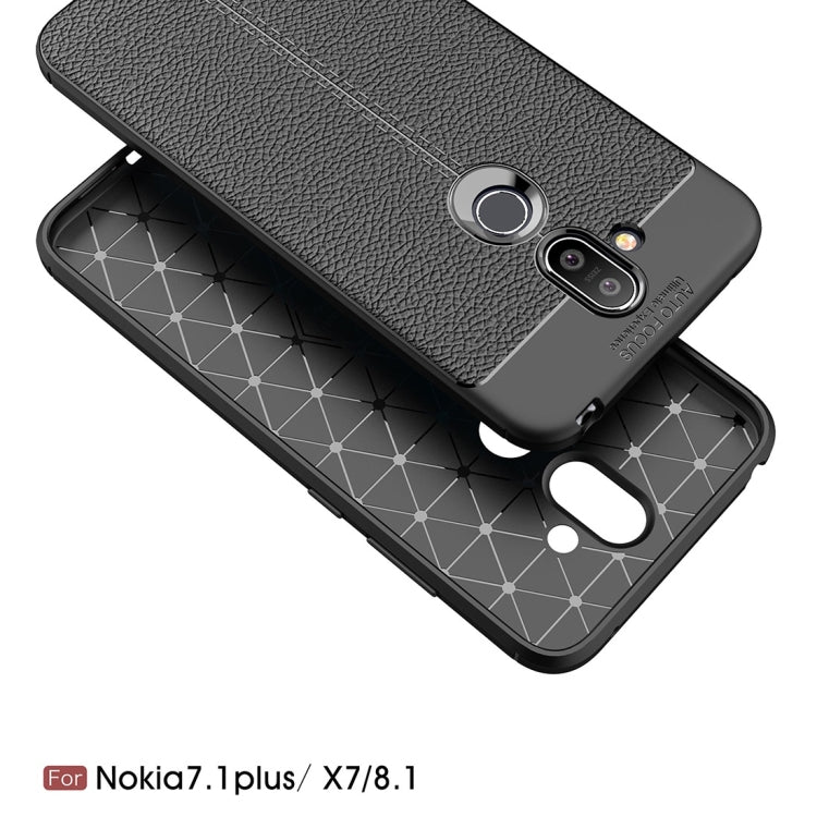 Litchi Texture TPU Shockproof Case for Nokia 7.1Plus / X7 / 8.1