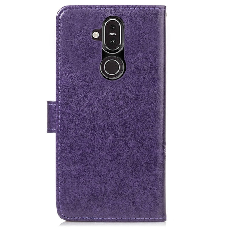 For Nokia 8.1 (Nokia X7) Pressed Flowers Horizontal Flip Leather Case With Magnetic Buckle & Holder & Card Slots & Wallet