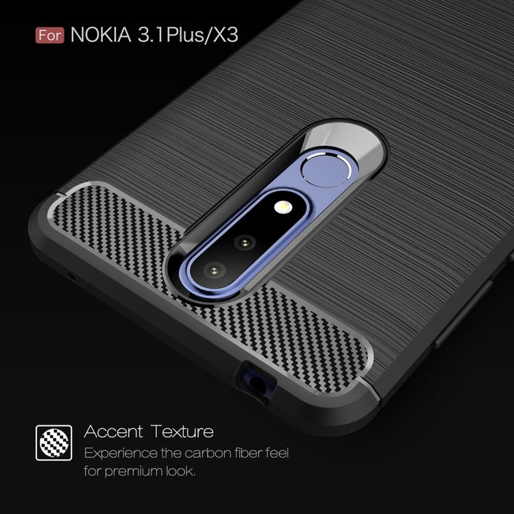 Carbon Fiber Texture TPU Shockproof Case For Nokia 3.1Plus / X3