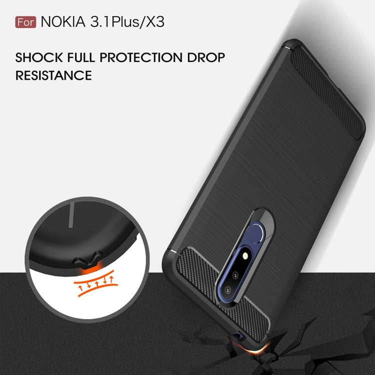 Carbon Fiber Texture TPU Shockproof Case For Nokia 3.1Plus / X3