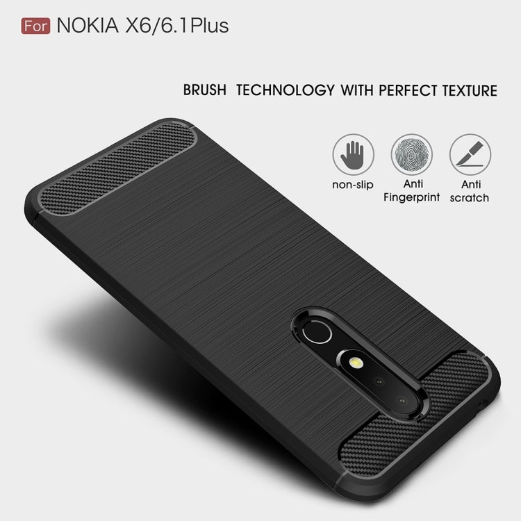 Carbon Fiber Texture TPU Shockproof Case For Nokia 6.1Plus / X6