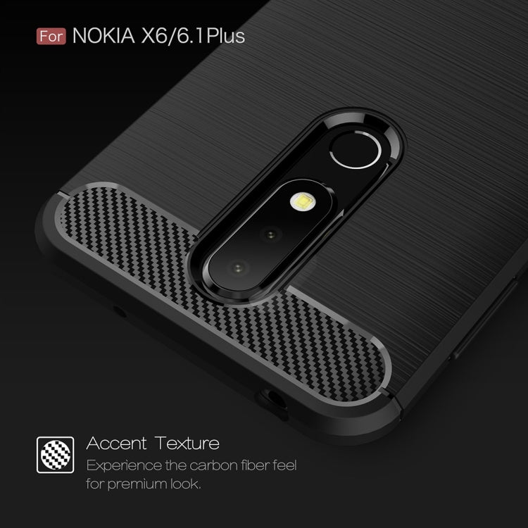 Carbon Fiber Texture TPU Shockproof Case For Nokia 6.1Plus / X6