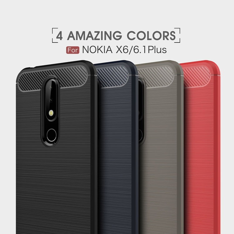Carbon Fiber Texture TPU Shockproof Case For Nokia 6.1Plus / X6
