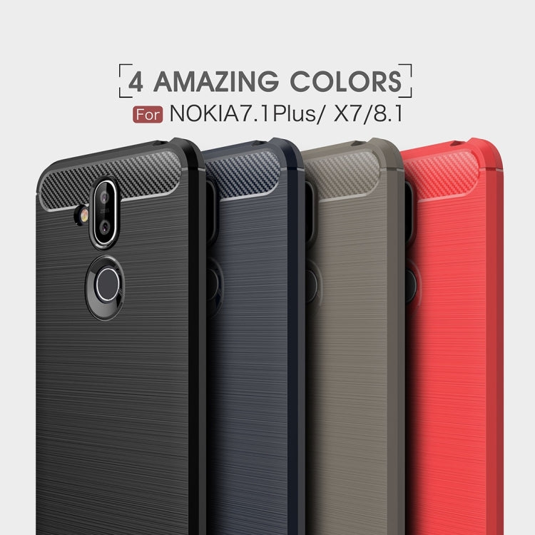 Carbon Fiber Texture TPU Shockproof Case For Nokia 7.1Plus / X7 / 8.1