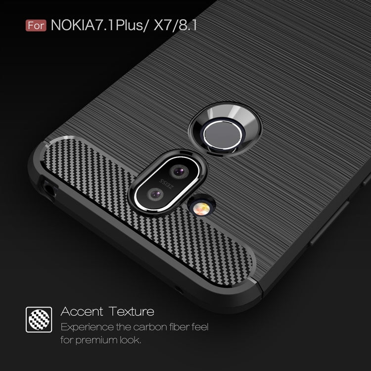 Carbon Fiber Texture TPU Shockproof Case For Nokia 7.1Plus / X7 / 8.1