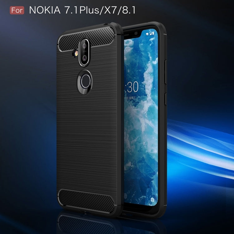 Carbon Fiber Texture TPU Shockproof Case For Nokia 7.1Plus / X7 / 8.1