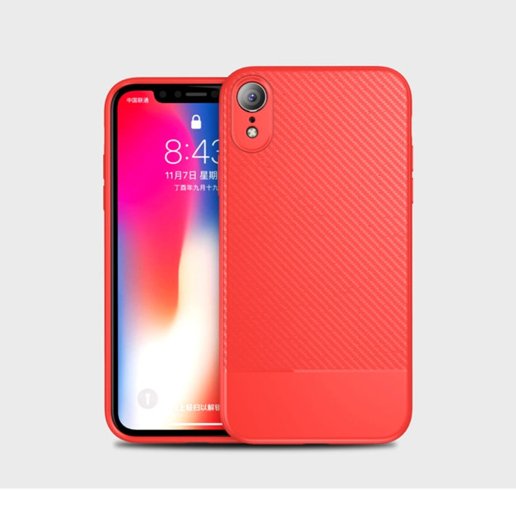 For iPhone XR Lewei Carbon Fiber Texture TPU Case