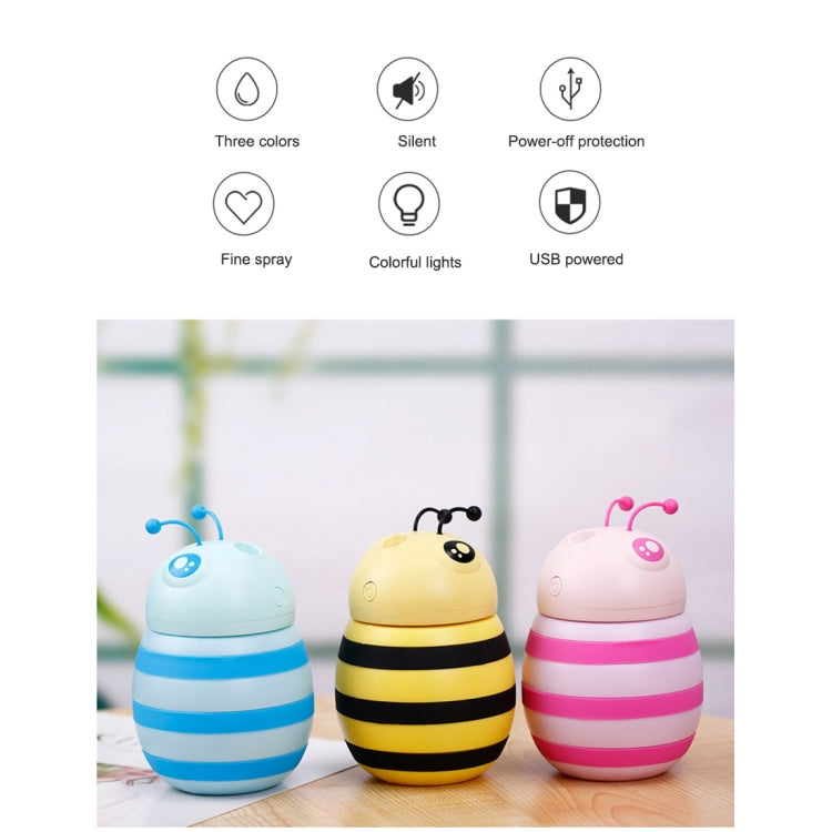Bee Shape Silicone Portable Mute Desktop Air Humidifier with Night Light, Capacity: 300ml, DC 5V