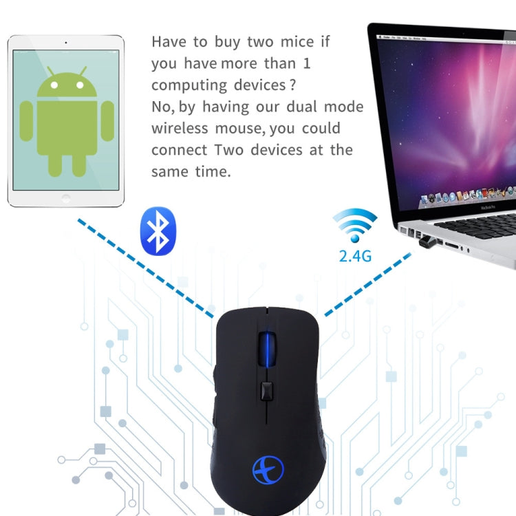 Bluetooth 4.0 and 2.4G Silent Dual Mode Wireless Charging Bluetooth Gaming Mouse