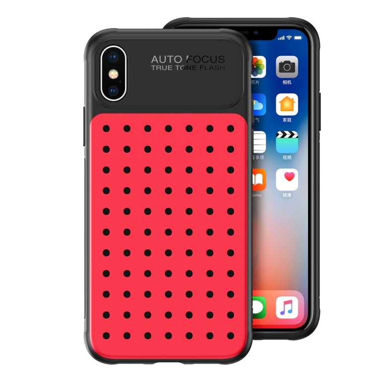 For iPhone X / XS Mesh Breathable PC + TPU Shockproof Protective Case with Holder