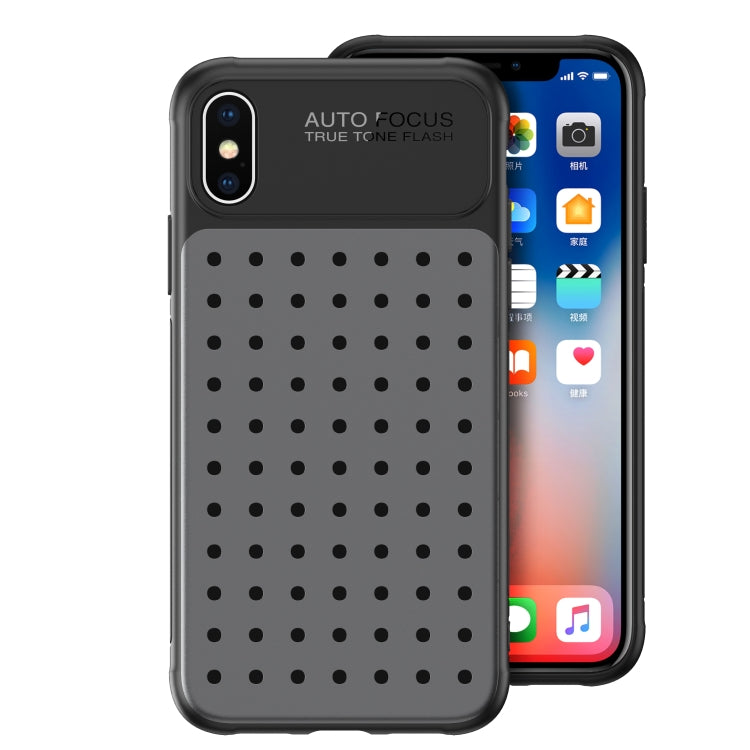 For iPhone XS Max Mesh Breathable PC + TPU Shockproof Protective Case with Holder