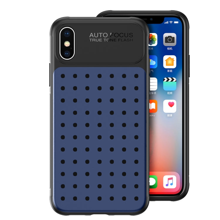 For iPhone XR Mesh Breathable PC + TPU Shockproof Protective Case with Holder