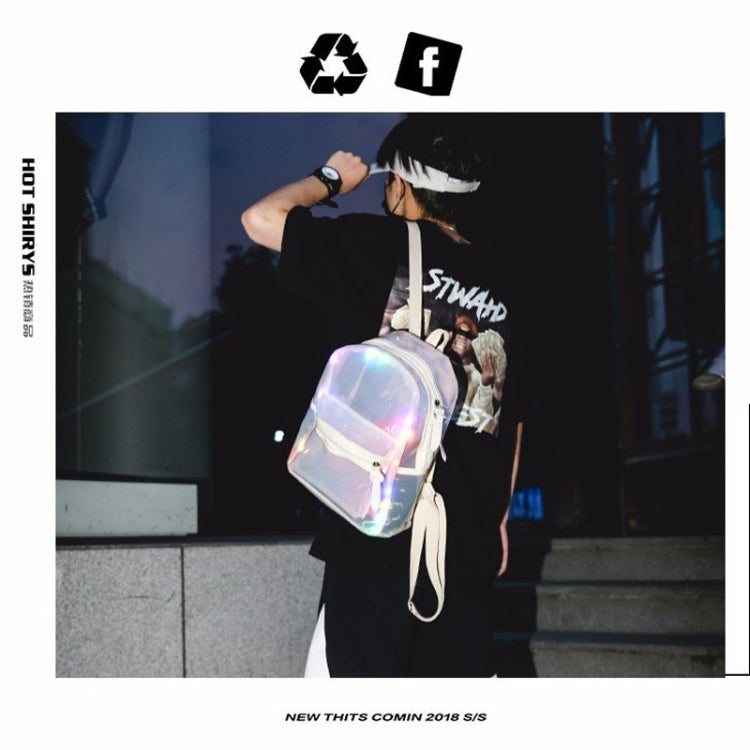 LED Light Jelly Color Clear Double Shoulders Backpack Bag