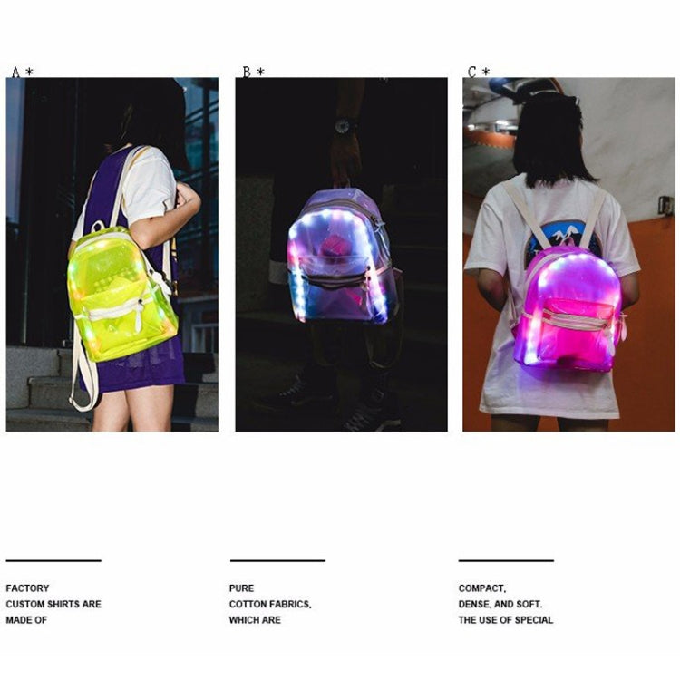 LED Light Jelly Color Clear Double Shoulders Backpack Bag