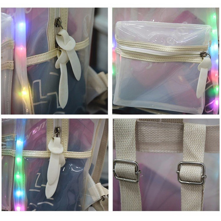 LED Light Jelly Color Clear Double Shoulders Backpack Bag