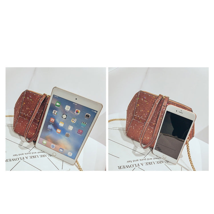 Fashionable Blink PU Leather Small Square Bag Messenger Bag Single Shoulder Bag Women's Bag (Brown)