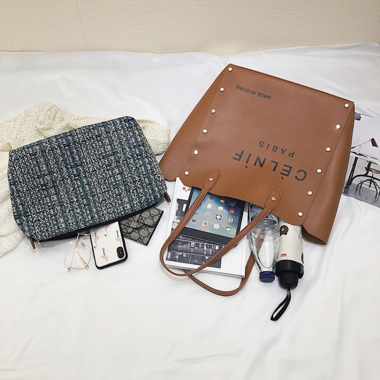 2 in 1 Pure Color PU Leather Women's Handbag Single-shoulder Bag