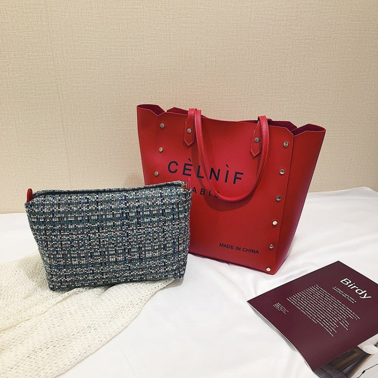 2 in 1 Pure Color PU Leather Women's Handbag Single-shoulder Bag