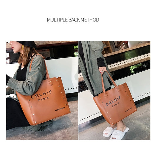 2 in 1 Pure Color PU Leather Women's Handbag Single-shoulder Bag