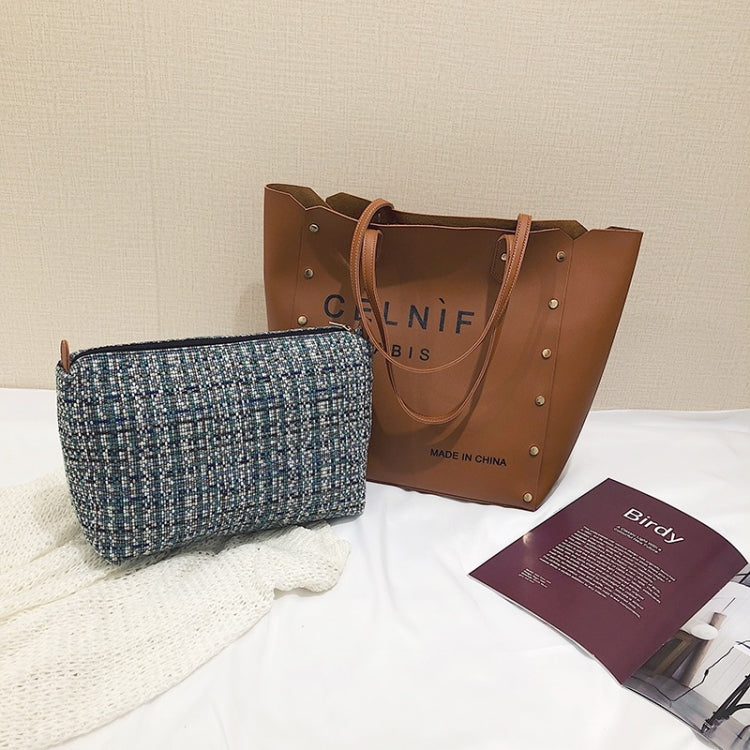 2 in 1 Pure Color PU Leather Women's Handbag Single-shoulder Bag