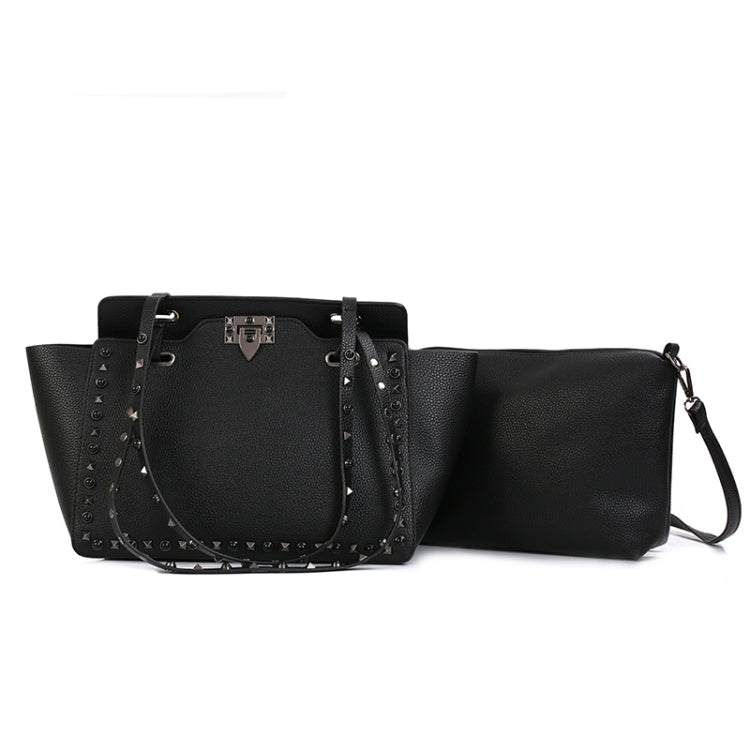 2 in 1 Fashionable PU Leather Rivet Women's Handbag Single-shoulder Bag Messenger Bag