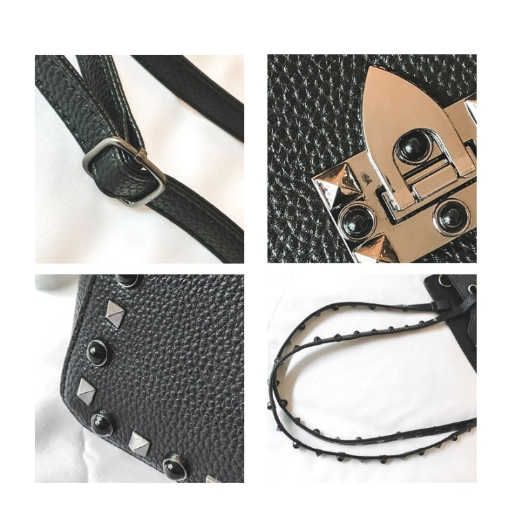 2 in 1 Fashionable PU Leather Rivet Women's Handbag Single-shoulder Bag Messenger Bag