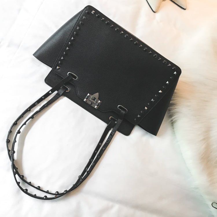 2 in 1 Fashionable PU Leather Rivet Women's Handbag Single-shoulder Bag Messenger Bag
