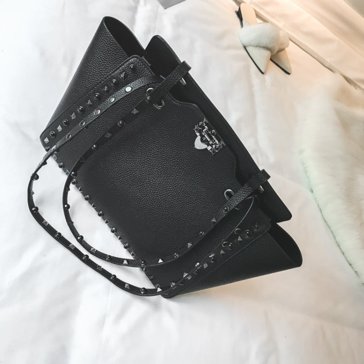 2 in 1 Fashionable PU Leather Rivet Women's Handbag Single-shoulder Bag Messenger Bag