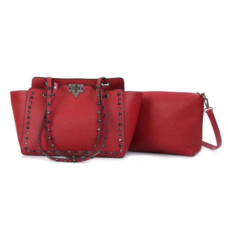 2 in 1 Fashionable PU Leather Rivet Women's Handbag Single-shoulder Bag Messenger Bag