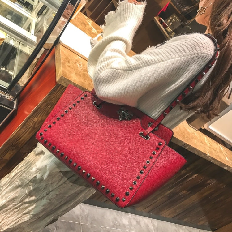 2 in 1 Fashionable PU Leather Rivet Women's Handbag Single-shoulder Bag Messenger Bag
