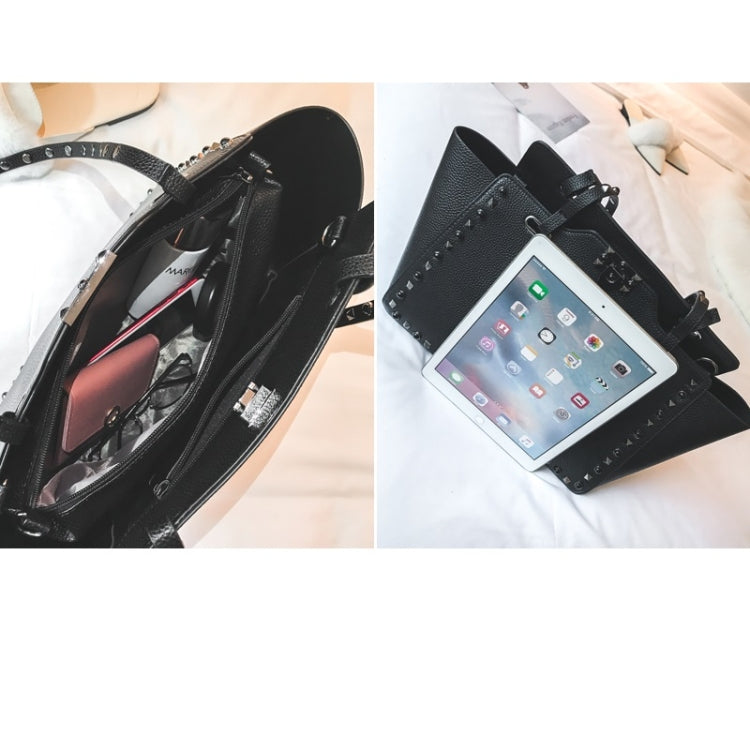 2 in 1 Fashionable PU Leather Rivet Women's Handbag Single-shoulder Bag Messenger Bag