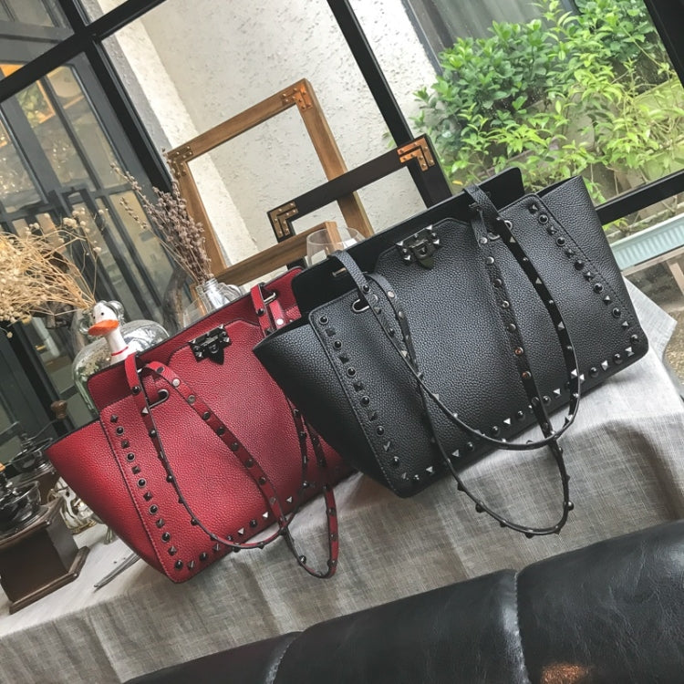 2 in 1 Fashionable PU Leather Rivet Women's Handbag Single-shoulder Bag Messenger Bag