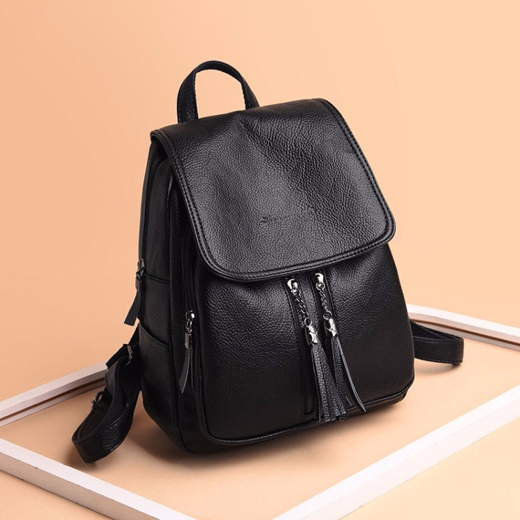 Large Capacity PU Leather Litchi Texture Backpack Handbag Shoulder Bag