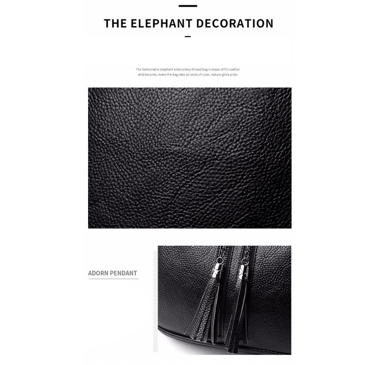 Large Capacity PU Leather Litchi Texture Backpack Handbag Shoulder Bag