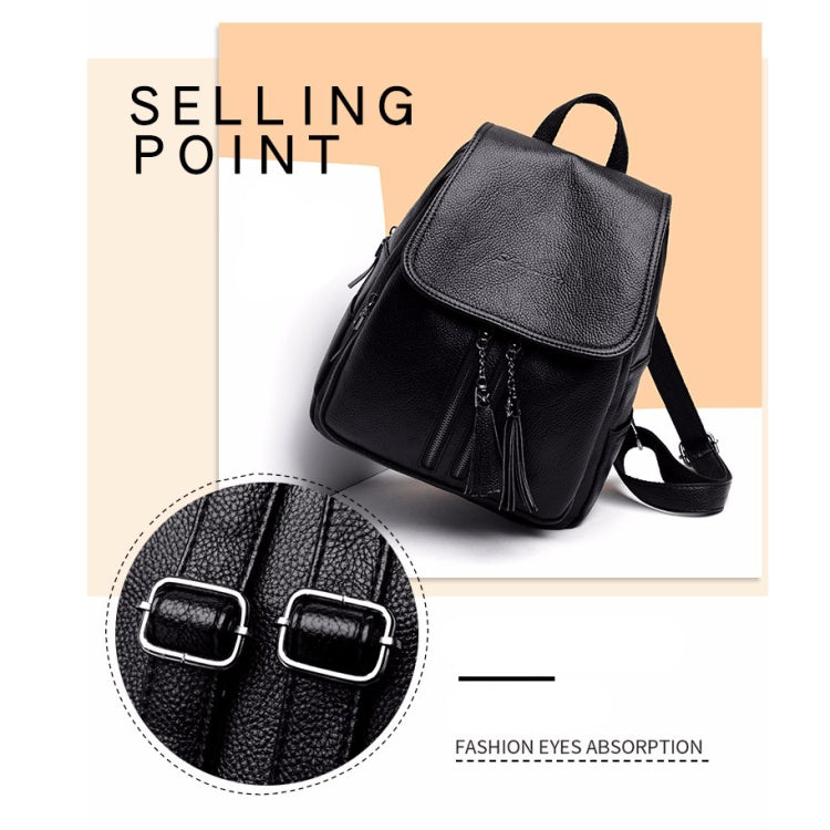 Large Capacity PU Leather Litchi Texture Backpack Handbag Shoulder Bag